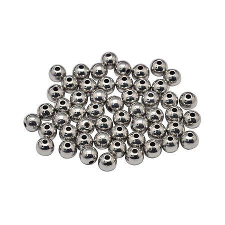 NBEADS 500 Pcs Rack Plating and Vacuum Plating Brass Round Bead Spacers, Cadmium Free & Lead Free, Platinum, 3mm, Hole: 1mm