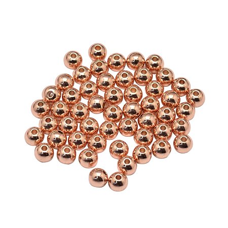 NBEADS 500 Pcs Rack Plating and Vacuum Plating Brass Round Bead Spacers, Cadmium Free & Lead Free, Rose Gold, 3mm, Hole: 1mm