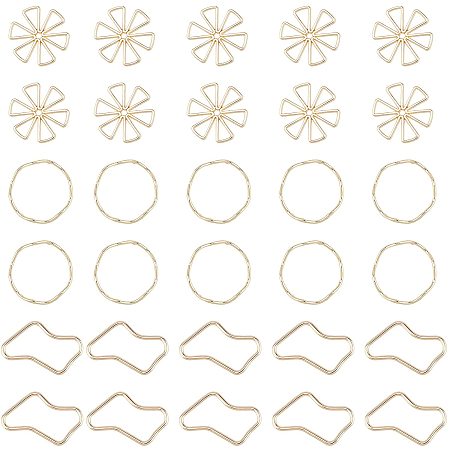 Pandahall Elite 30pcs 3 Shapes Linking Ring Alloy Metal Circles Charms Links Jewelry Connectors for Earring Necklaces Bracelets Jewelry Making