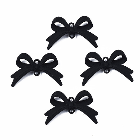 Honeyhandy Spray Painted Alloy Link Connectors, Cadmium Free & Lead Free, Bowknot, Black, 17x27x5mm, Hole: 1.5mm