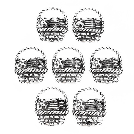 ARRICRAFT Tibetan Style Alloy Pendants, Cadmium Free & Lead Free, Shopping Basket, Antique Silver, 22.5x19x5mm, Hole: 5.5x14mm