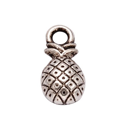 NBEADS Pineapple Tibetan Style Alloy Charms about 500pcs/bag Lead Free Cadmium Free Antique Silver, 14x7x5mm