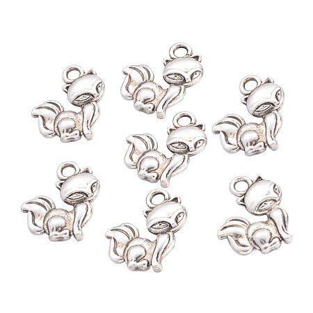 NBEADS Tibetan Style Alloy Fox Charms about 500pcs/bag Lead Free Cadmium Free Antique Silver, 15x12x2.5mm