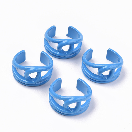 Arricraft Spay Painted Alloy Cuff Rings, Open Rings, Cadmium Free & Lead Free, Cornflower Blue, US Size 8 1/2(18.5mm)