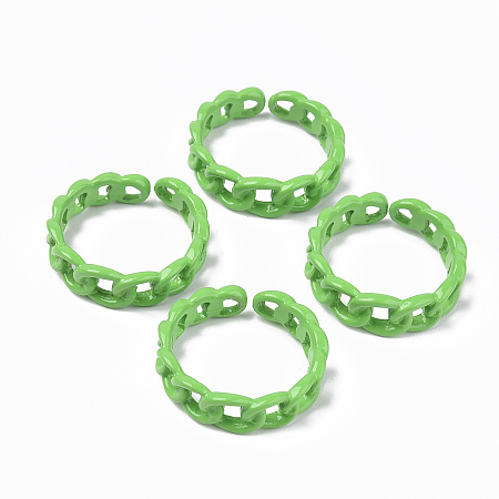 Arricraft Spay Painted Alloy Cuff Rings, Open Rings, Cadmium Free & Lead Free, Curb Chain Shape, Lime, US Size 7 1/4(17.5mm)
