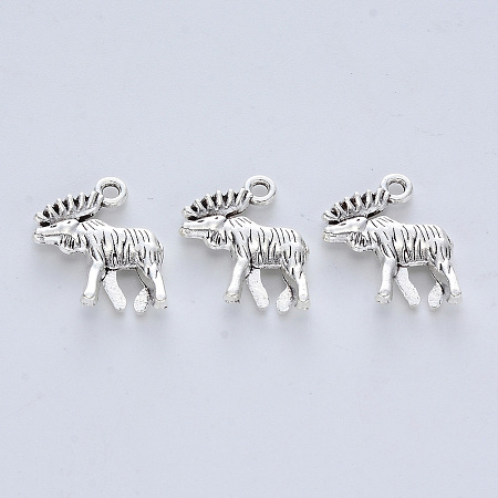 Honeyhandy Tibetan Style Alloy Pendants, Cadmium Free & Lead Free, Reindeer/Stag, Antique Silver, 18x15x4mm, Hole: 1.6mm, about 322pcs/500g