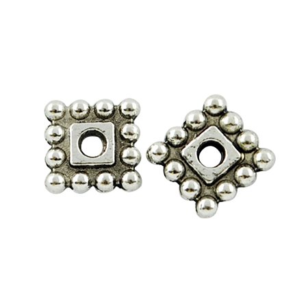NBEADS 500pcs Tibetan Style Antique Silver Square Bead Spacers 7x7x2mm,Hole: 2mm