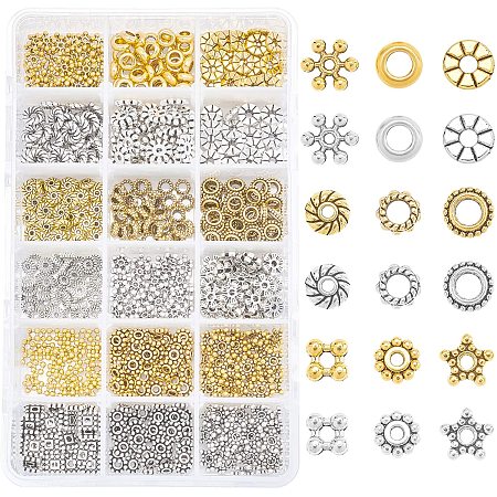NBEADS 720 Pcs Antique Alloy Spacer Beads, Tibetan Charm Spacers Beads Kit  Tube Metal Spacers for Jewelry Making DIY Craft 