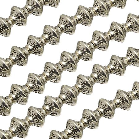 ARRICRAFT 10 Strands Tibetan Style Bicone Alloy Bead Antique Silver Metal Loose Spacer Beads for Bracelet Necklace Making, About 34pcs/Strand