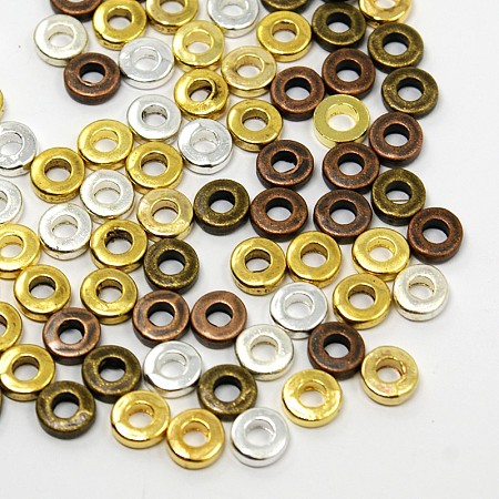 Honeyhandy Tibetan Style Beads Donut Spacer Beads, Cadmium Free & Lead Free, Mixed Color, 6x6x2mm, Hole: 3mm, about 788pcs/200g