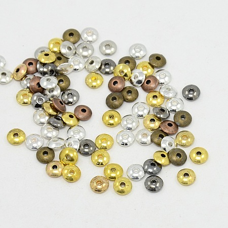 Honeyhandy Mixed Color Tibetan Style Flat Round Spacer Beads, Cadmium Free & Lead Free, 6x2mm, Hole: 1.5mm, about 750pcs/200g