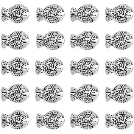 Pandahall Elite 500pcs Tibetan Style Alloy Beads Antique Silver Spacer Beads Fish 10mm for Jewelry Making