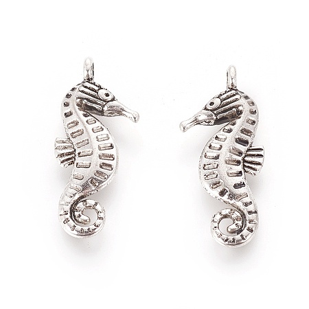 Honeyhandy Tibetan Style Alloy Charms, Lead Free & Cadmium Free, SeaHorse, Antique Silver, 22x9x3mm, Hole: 1.5mm