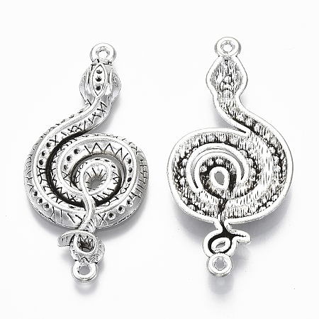 Honeyhandy Tibetan Style Alloy Big Connector Pendants, Cadmium Free & Lead Free, Snake, Antique Silver, 50.5x23x3.5mm, Hole: 1.5mm, about 80pcs/500g