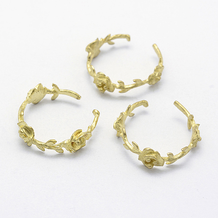Honeyhandy Brass Cuff Finger Ring Settings, Lead Free & Cadmium Free & Nickel Free, Flower, Raw(Unplated), 20mm