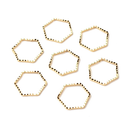 Honeyhandy Brass Linking Rings, Long-Lasting Plated, Cadmium Free & Lead Free, Hexagon, Real 24K Gold Plated, 12x13.5x1mm, Inner Diameter: 10.5x12mm