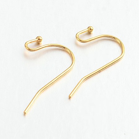 Honeyhandy Brass Earring Hooks for Earring Designs, Lead Free & Cadmium Free, Golden, 21x12mm, Pin: 0.7mm