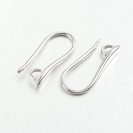 Honeyhandy Brass Earring Hooks for Earring Designs, with Horizontal Loop, Lead Free & Cadmium Free, Platinum, 20.5x8.5x2.5mm, Hole: 2mm, Pin: 1mm