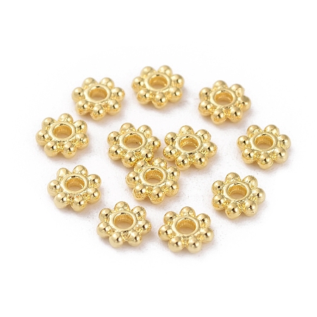 Tibetan Style Alloy Daisy Spacer Beads, Flower, Lead Free & Cadmium Free, Golden, 4.5x1.5mm, Hole: 1mm, about 1000pcs/100g