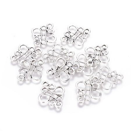 Honeyhandy Tibetan Style Links connectors, Lead Free, Chinese knot, Antique Silver, Antique Silver,22x18.5x1mm, Hole: 2.5mm