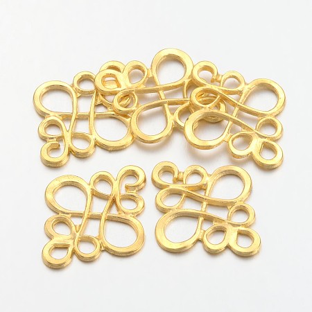 Honeyhandy Tibetan Style Links Connectors, Cadmium Free & Lead Free , Chinese knot, Golden, 22x18.5x1mm, Hole: 2.5x3mm