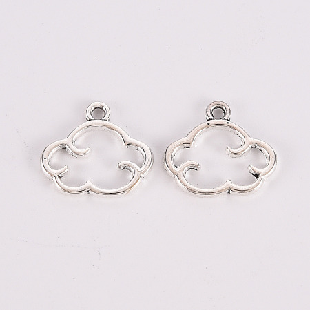 Honeyhandy Tibetan Style Alloy Charms, Lead Free & Cadmium Free, Cloud, Antique Silver, 12.5x14x1mm, Hole: 1.5mm