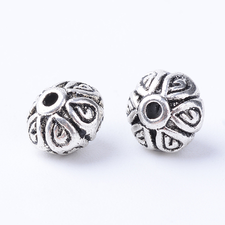 Honeyhandy Tibetan Style Alloy Beads, Rondelle, Cadmium Free & Lead Free, Antique Silver, 7x5mm, Hole: 1mm