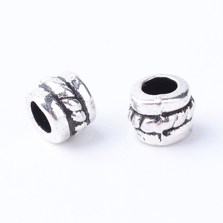 Honeyhandy Tibetan Style Alloy Spacer Beads, Column, Cadmium Free & Lead Free, Antique Silver, 5x4mm, Hole: 2mm