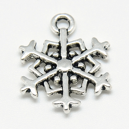 Honeyhandy Tibetan Style Alloy Pendants, Snowflake, Cadmium Free & Lead Free, Antique Silver, 18x14.5x2.5mm, Hole: 2mm