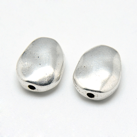 Honeyhandy Tibetan Style Alloy Beads, Oval, Cadmium Free & Lead Free, Antique Silver, 15x12x5.5mm, Hole: 1.5mm