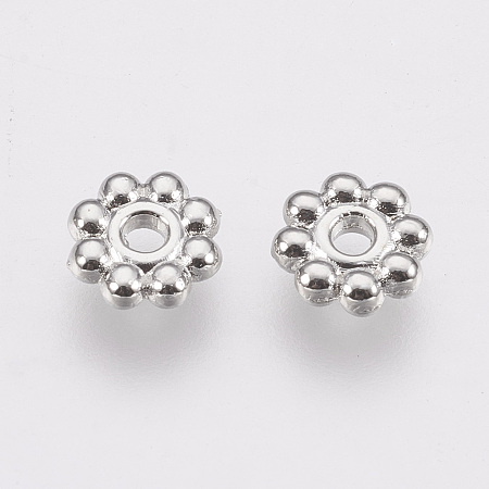 Honeyhandy Alloy Daisy Spacer Beads, Flower, Cadmium Free & Lead Free, Platinum, 5x1.5mm, Hole: 1.8mm, about 350pcs/50g