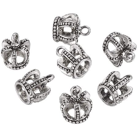 PandaHall Elite 50pcs Antique Silver Crown Charms Pendants Tibetan Metal Alloy Charms for Bracelets Necklace Jewelry Crafts Making Accessories 14x12x12mm