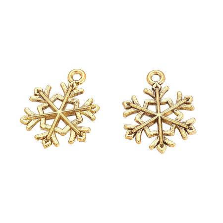 NBEADS 50 Pcs Antique Golden Tibetan Style Christmas Snowflake Charm Pendants Crafting Necklace Jewelry Making