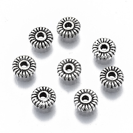 Honeyhandy Tibetan Style Alloy Spacer Beads, Cadmium Free & Lead Free, Antique Silver, 5x2mm, Hole: 1.2mm