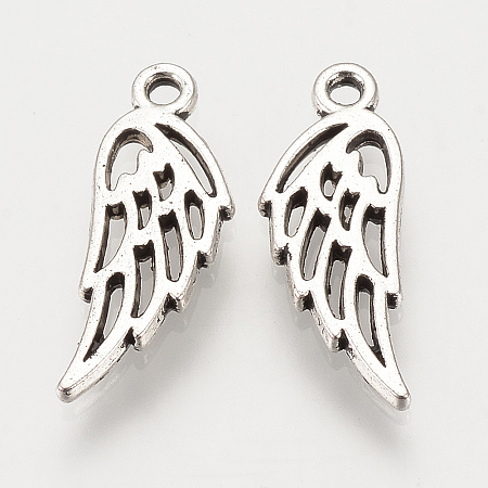 Honeyhandy Tibetan Style Alloy Charms, Wing, Cadmium Free & Lead Free, Antique Silver, 13x5x1.5mm, Hole: 1mm, about 81pcs/20g