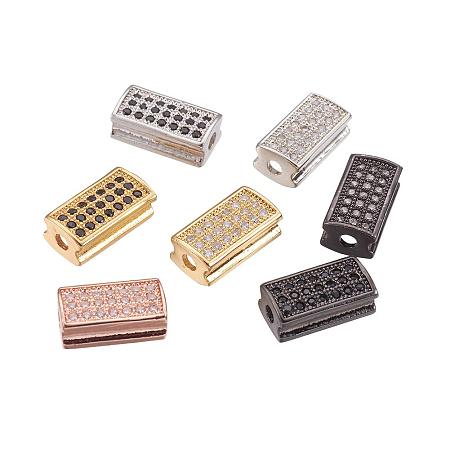 ARRICRAFT 5 pcs Rectangle Shape Brass Cubic Zirconia Spacer Beads with 1.5mm Hole for Jewelry Making, Mixed Colors