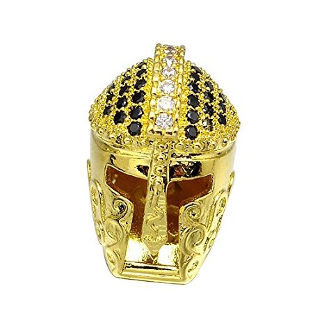 NBEADS 10PCS Brass Micro Pave CZ Roman Warrior Gladiator Helmet Bracelet  Gold Spacer Beads Accessories, 17x11mm, Hole: 1.5mm