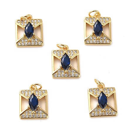 ARRICRAFT Brass Micro Pave Cubic Zirconia Pendants, Long-Lasting Plated, Cadmium Free & Lead Free, Square, Real 18K Gold Plated, 15x12x4.5mm, Hole: 3.4mm