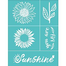 OLYCRAFT 2pcs Self-Adhesive Silk Screen Printing Stencil Sunflower Word Signs Reusable Mesh Stencils Transfer Washable Home Decor for DIY T-Shirt Pillow Fabric Painting Decoration-11x 8.5Inch