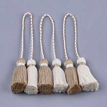 Honeyhandy Polycotton(Polyester Cotton) Tassel Big Pendant Decorations, Two Tone, Tan, 280~300mm