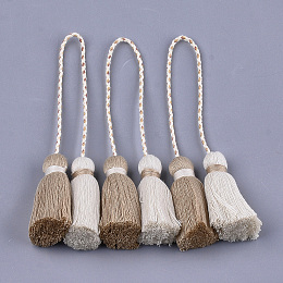 Honeyhandy Polycotton(Polyester Cotton) Tassel Big Pendant Decorations, Two Tone, Tan, 280~300mm