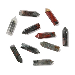 Honeyhandy Natural African Bloodstone Pointed Pendants, Faceted, Bullet, 30~33x8~9mm, Hole: 1.4~1.6mm