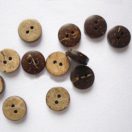 Honeyhandy Round 2-Hole Buttons, Coconut Button, BurlyWood, about 10mm in diameter, about 200pcs/bag