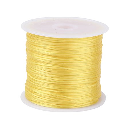 PandaHall Elite 1 Roll Golden 0.8mm Elastic Stretch Polyester Threads Beading String Cord 60m per Roll for Jewelry Making Bracelets Necklace
