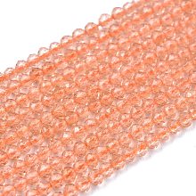 Honeyhandy Glass Beads Strands, Imitation Quartz, Faceted, Round, PeachPuff, 2mm, Hole: 0.5mm,  about 175pcs/strand, 14.9 inch(38cm)