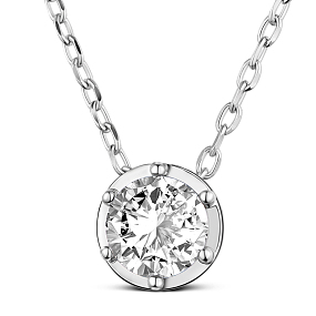 Honeyhandy TINYSAND Rhodium Plated 925 Sterling Silver Rhinestone Pendant Necklace, Platinum, Crystal, 18.5 inch