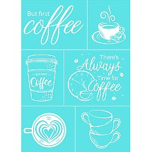 OLYCRAFT 2 Pcs Self-Adhesive Silk Screen Printing Stencil Reusable Mesh Transfer Silk Screen Stencils for Painting on Wood DIY T-Shirt Fabric Wall Home Decor - Cup Pattern