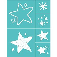 OLYCRAFT 2pcs Self-Adhesive Silk Screen Printing Stencil Twinkle Star Reusable Mesh Stencils Transfer Washable Home Decor for DIY T-Shirt Pillow Fabric Painting Decoration-11x 8.5Inch