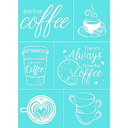 OLYCRAFT 2 Pcs Self-Adhesive Silk Screen Printing Stencil Reusable Mesh Transfer Silk Screen Stencils for Painting on Wood DIY T-Shirt Fabric Wall Home Decor - Cup Pattern