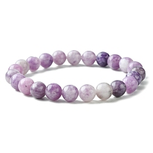 Honeyhandy Natural Lepidolite Stretch Beaded Bracelets, Round, Inner Diameter: 2-1/8 inch(5.5cm), Beads: 8~9mm